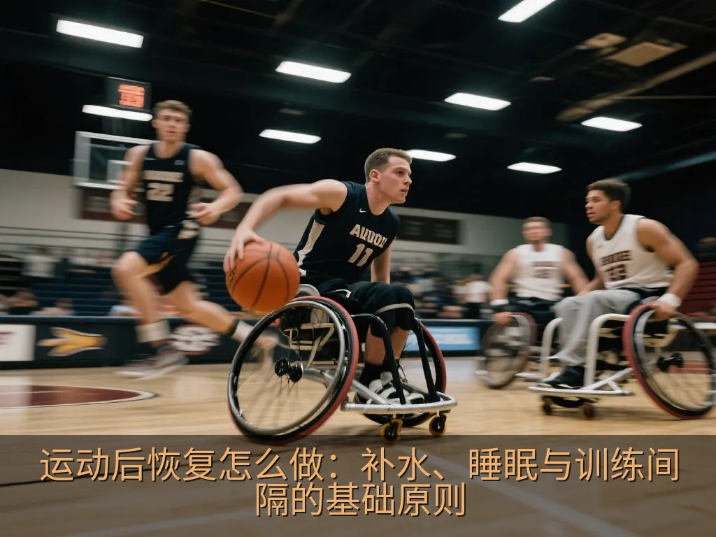 运动后在明亮室内补水并进行放松拉伸的成年人